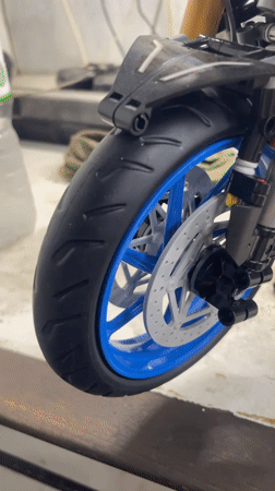 LEGO Yamaha motorcycle model displayed in Vietnam