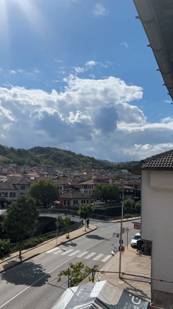 Young person documents afternoon in Bulgarian mountain town Zlatograd