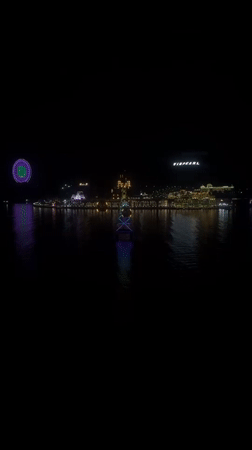 Vinpearl complex and Ferris wheel light up Nha Trang's waterfront at night