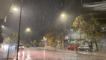 Heavy rainfall creates wet street conditions in Buenos Aires