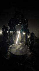 Art installations featuring mist cauldron, computer key wing documented Paris