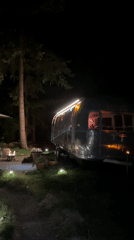Illuminated Airstream trailer spotted in Bowen Island woods