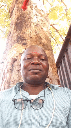 Man in green checkered shirt observed near tree