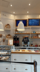 Rosetta bakery interior captured in New York evening