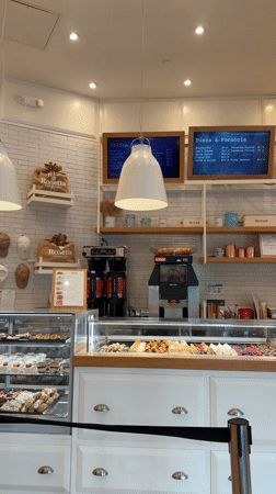Rosetta bakery interior captured in New York evening