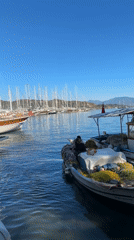 Person spotted on small boat in sunny Fethiye marina
