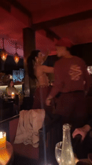 Belly dancer entertains diners at Marrakech restaurant evening