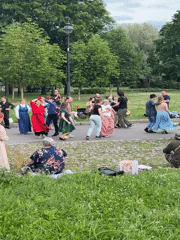 Historical costume dancing and park life in Saint Petersburg