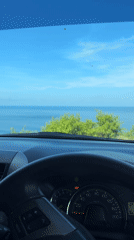 Dawn ocean view recorded from car in Kuta Selatan