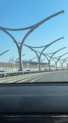 Driver films highway approach to stadium in Saint Petersburg