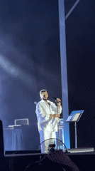 Live stage appearance in Novomoskovsk under blue lights and fog