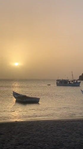 Sunset captured over Juan Griego coastline, Venezuela