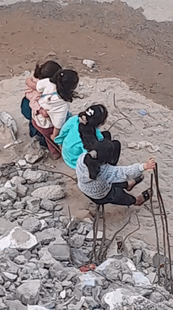 Children documented in Khan Yunis displacement camp amid rubble