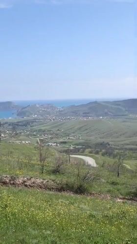 Spring wildflowers bloom on coastal hills near Feodosia