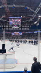Hockey game draws cheering crowds to indoor arena