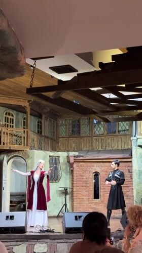 Traditional Georgian folk performances entertain restaurant audiences in Tbilisi
