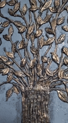 Metallic tree artwork documented in Kulata, Bulgaria