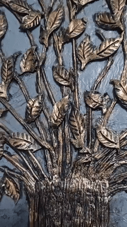 Metallic tree artwork documented in Kulata, Bulgaria