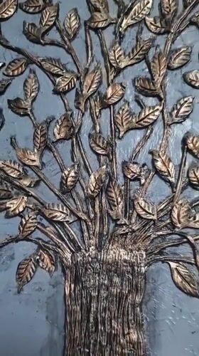 Metallic tree artwork documented in Kulata, Bulgaria