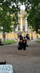 Fire dancers perform evening show in Saint Petersburg park