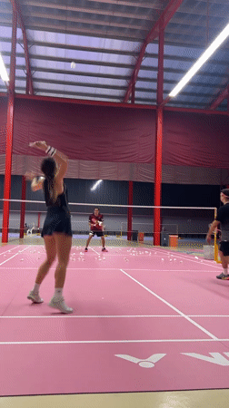 Badminton training session documented at Ko Samui indoor facility