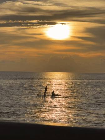 Evening sunset and coastal activities in Sochi, Russia