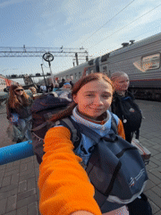 Group boards a train out of Izhevsk, July 2026