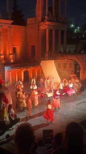 Costumed performance lights up Plovdiv's ancient amphitheater at night
