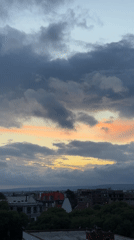 Dramatic cloudy sky with sunlight observed over Varna, Bulgaria