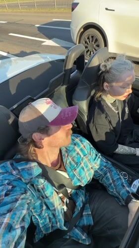 Couple spotted in convertible during bright day in Brest