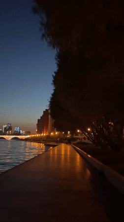 Evening scenes captured along Yekaterinburg waterfront and Malysheva Street