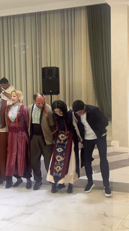 Traditional Armenian folk dancers perform in Areni hall