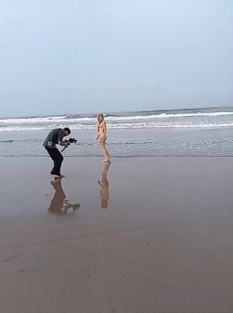 Morning beach activities documented at Mandrem, India coastline