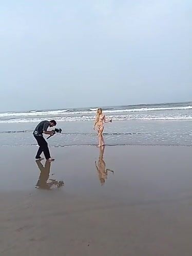 Morning beach activities documented at Mandrem, India coastline