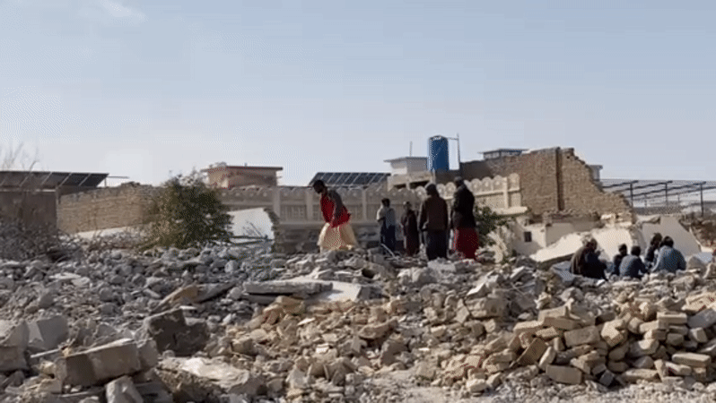 Building collapse aftermath documented in Kandahar, Afghanistan