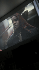 Film screening captured on projector in Russian village