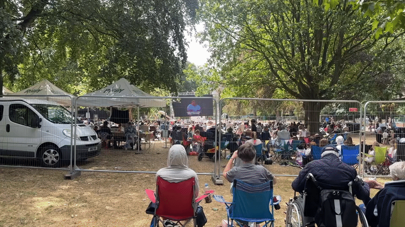 Outdoor screening or event draws a crowd in Rugby