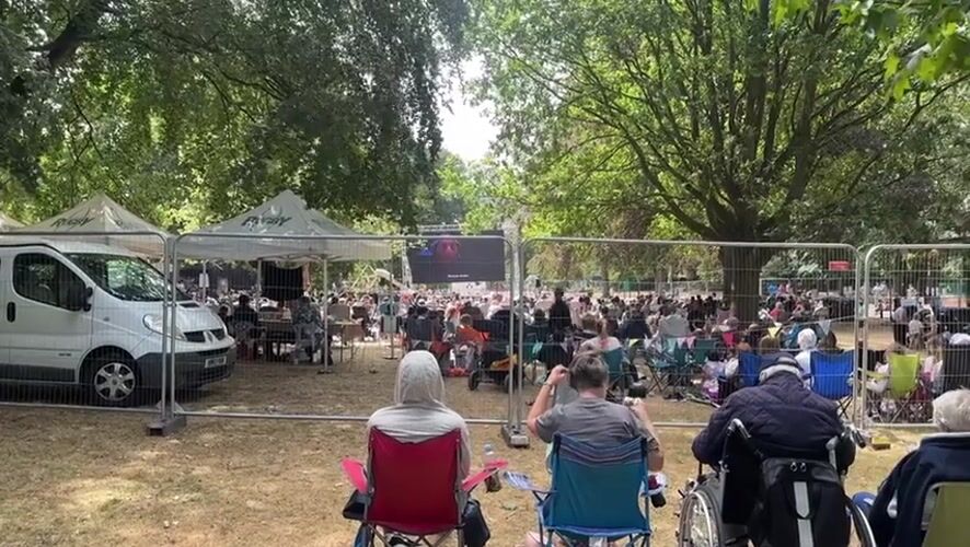 Outdoor screening or event draws a crowd in Rugby