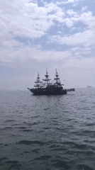 Tall ship sails Thermaic Gulf near Thessaloniki