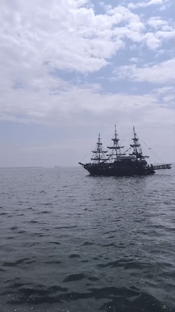 Tall ship sails Thermaic Gulf near Thessaloniki