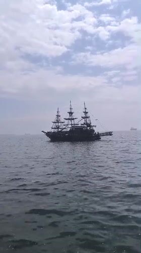 Tall ship sails Thermaic Gulf near Thessaloniki