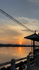 Sunset captured over waters in Lhokseumawe, Indonesia