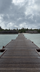 Wooden pier captured in tropical Maldives waters