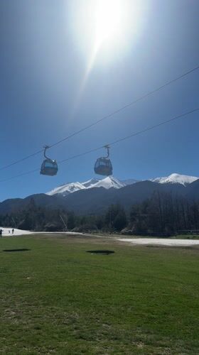 Sunny spring day captured at Bansko ski resort