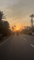 Evening traffic captured on tropical road in Ahangama, Sri Lanka