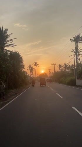 Evening traffic captured on tropical road in Ahangama, Sri Lanka