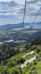 Aircraft takeoff observed from Montenegro cable cars and ground