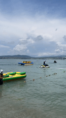 Banana boats and inflatables at a Gelendzhik beach