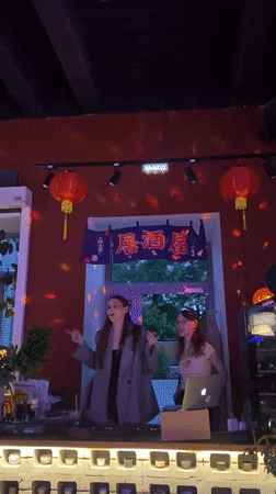 Women DJ at bar in Шебунино, Russia