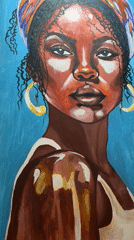 Portrait paintings observed in Essaouira restaurant setting